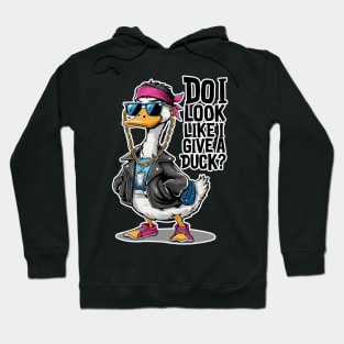 Cool Duck in Sunglasses and Leather Vest - Do I Look Like I Give a Duck? Hoodie